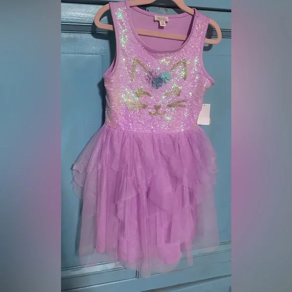Zhenzi Glittery Purple Cat Dance Costume - Picture 2 of 5
